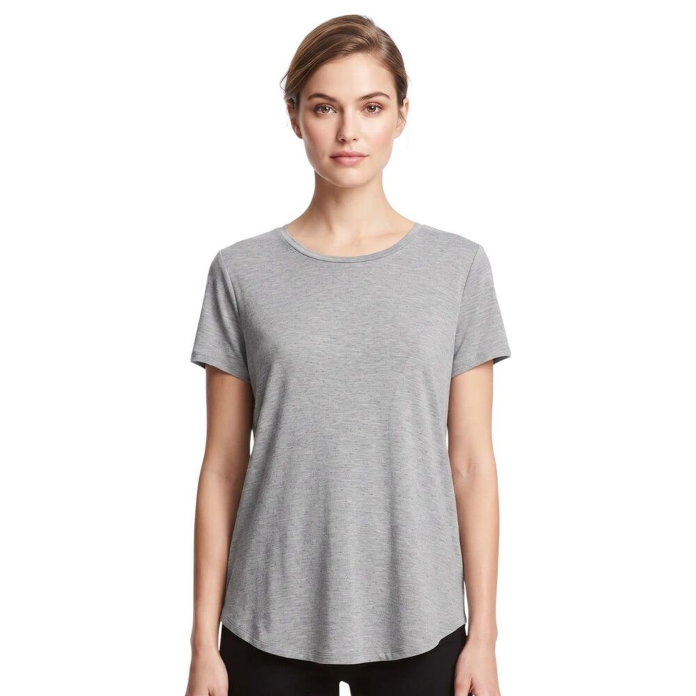 Premise Women's Gray Heather Short Sleeve Scoop Neck Tunic‎ Top